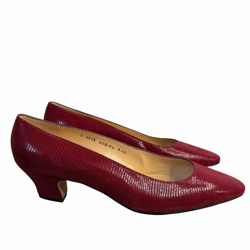 Silvia Fiorentina Dorian Pumps size 10M Red Italian Leather Heels Shoes